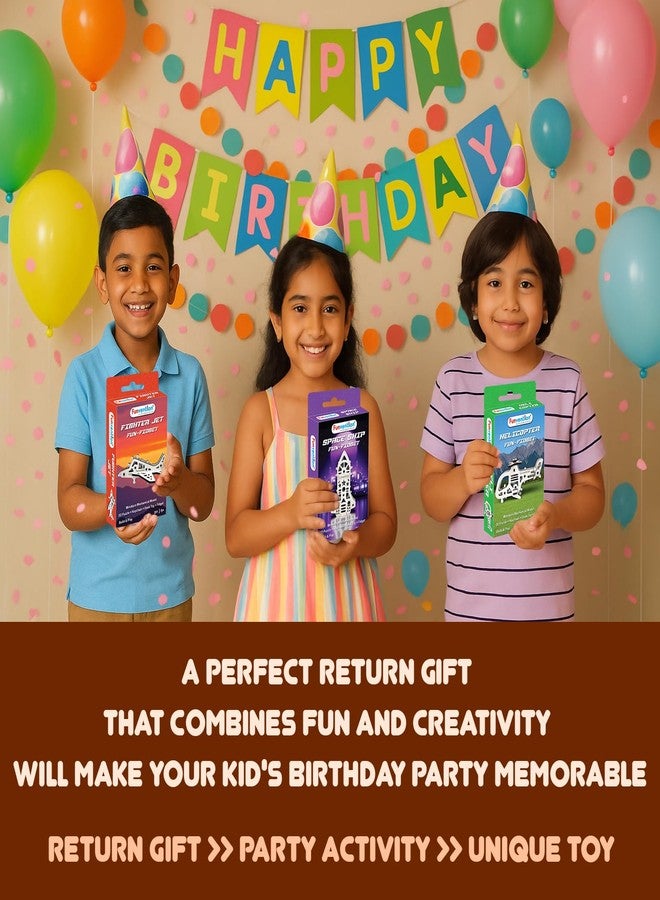 Funvention Birthday Return Gifts(Pack of 24)Fun Fidgets,Aircraft Series,DIY Mini Mechanical Models 3D Puzzle Return Favours for Kids Birthday Party 5+ Years Made in India Toys Return Gift,Silver - Image 5